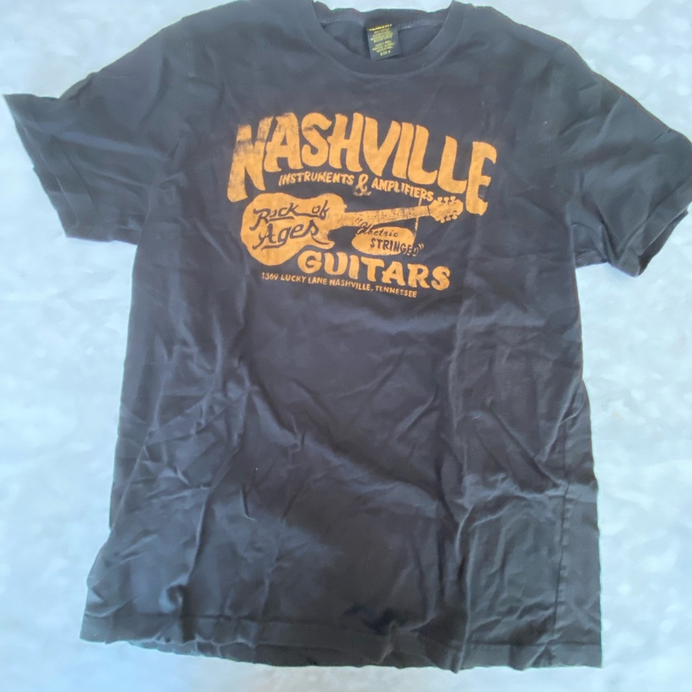 Lucky Brand Black and Orange Graphic Tee